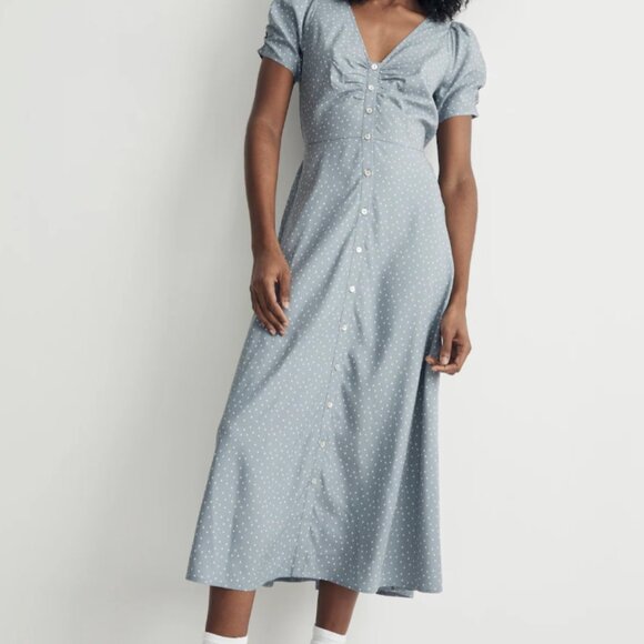 Madewell Dresses & Skirts - Madewell Light Blue polka dot dress size 10